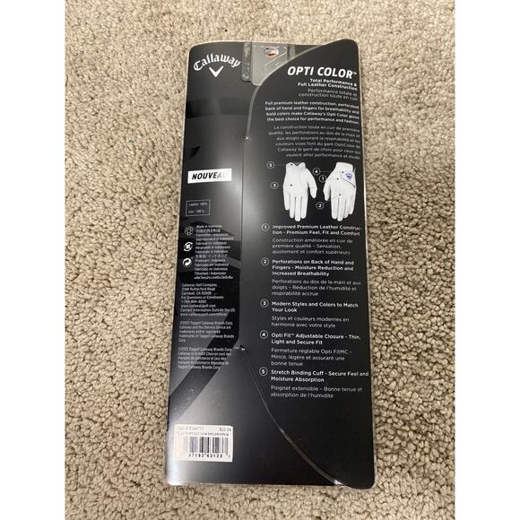 New Callaway Unisex Opti Color LEFT HANDED Golf Glove, Orange Swirl Size Medium - Picture 2 of 2